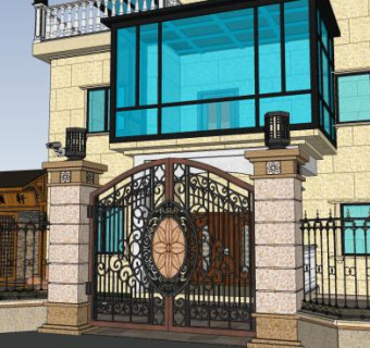 现代简约风格独栋别墅SU模型下载_sketchup草图大师SKP模型