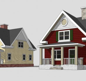 欧式风格独栋瑞士别墅SU模型下载_sketchup草图大师SKP模型