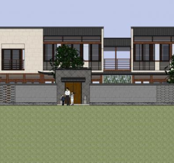 新中式别墅装修SU模型下载_sketchup草图大师SKP模型