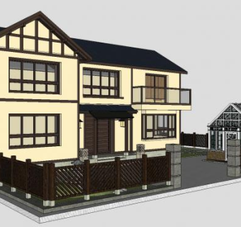 日式住宅独栋别墅阳光房SU模型下载_sketchup草图大师SKP模型