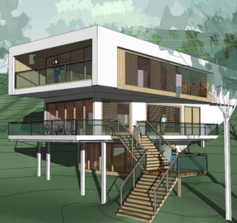 现代风格山地独栋别墅SU模型下载_sketchup草图大师SKP模型