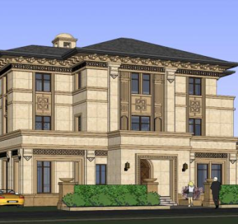 意大利风格独栋别墅SU模型下载_sketchup草图大师SKP模型