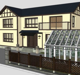 日式住宅独栋别墅SU模型下载_sketchup草图大师SKP模型