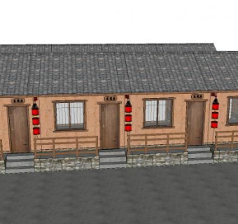 土房改造民宿独栋老房子SU模型下载_sketchup草图大师SKP模型