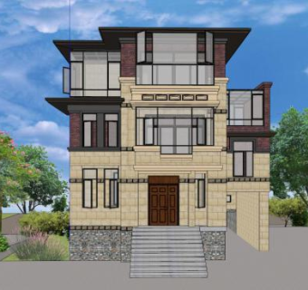 现代别墅住宅独栋建筑SU模型下载_sketchup草图大师SKP模型