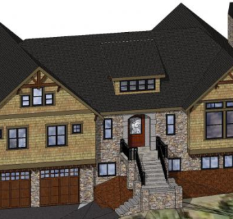 墨菲事务所某乡村独栋别墅SU模型下载_sketchup草图大师SKP模型