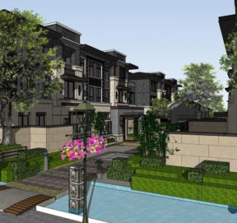 东南亚风格景观独栋别墅SU模型下载_sketchup草图大师SKP模型