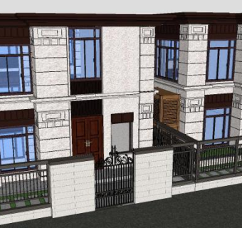 新中式庭院联排别墅SU模型