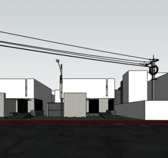 现代联排别墅建筑SU模型下载_sketchup草图大师SKP模型