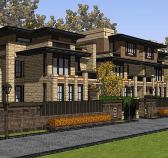 太仓建筑联排别墅SU模型下载_sketchup草图大师SKP模型