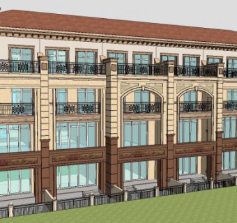 意大利风格联排别墅SU模型下载_sketchup草图大师SKP模型