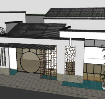 新中式联排别墅群徽派别墅SU模型下载_sketchup草图大师SKP模型