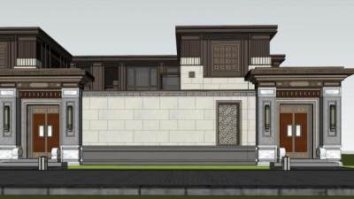 泰禾杭州富阳联排别墅SU模型下载_sketchup草图大师SKP模型