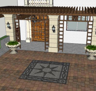 日式精品私家联排庭院SU模型下载_sketchup草图大师SKP模型