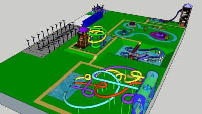 水滑道主题公园SU模型下载_sketchup草图大师SKP模型
