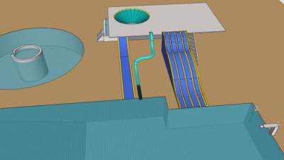 大型水滑道泳池设备SU模型下载_sketchup草图大师SKP模型