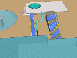 大型水滑道泳池设备SU模型下载_sketchup草图大师SKP模型