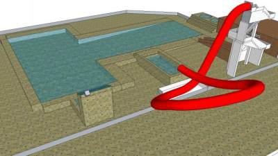 环形滑水道泳池设备SU模型下载_sketchup草图大师SKP模型