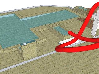 环形滑水道泳池设备SU模型下载_sketchup草图大师SKP模型