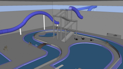 室内室外水滑道泳池乐园SU模型下载_sketchup草图大师SKP模型