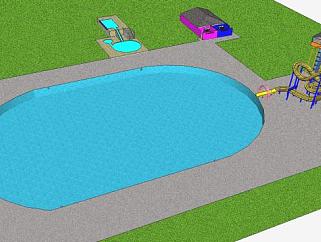 水上乐园水滑道泳池设备SU模型下载_sketchup草图大师SKP模型