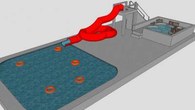 水上乐园游乐设备SU模型下载_sketchup草图大师SKP模型