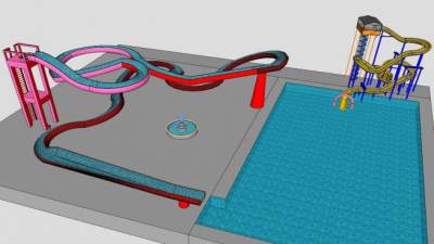 水上滑梯乐园SU模型下载_sketchup草图大师SKP模型