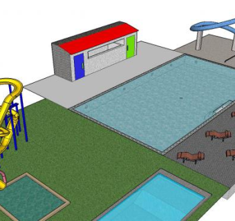 滑水公园SU模型下载_sketchup草图大师SKP模型