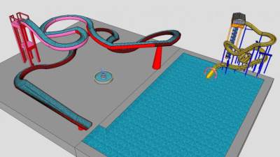 环状水上滑梯SU模型下载_sketchup草图大师SKP模型
