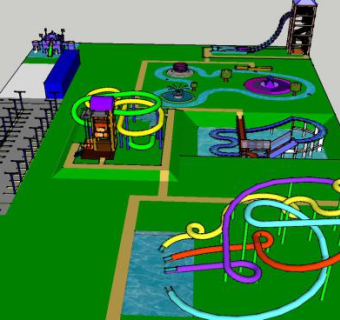 滑梯水上乐园SU模型下载_sketchup草图大师SKP模型