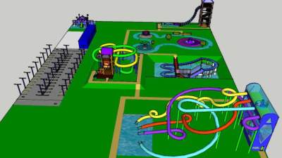 滑梯水上乐园SU模型下载_sketchup草图大师SKP模型
