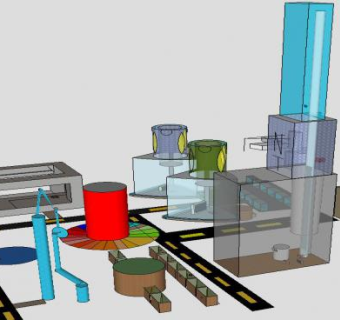 简易的海上城市SU模型下载_sketchup草图大师SKP模型