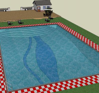 休闲区游泳池SU模型下载_sketchup草图大师SKP模型