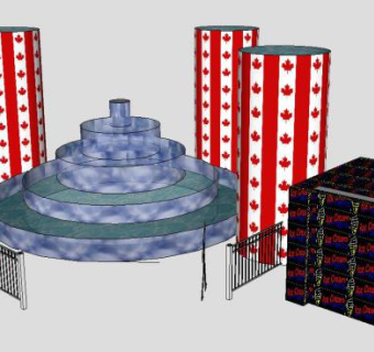 枫叶主题喷泉公园SU模型下载_sketchup草图大师SKP模型