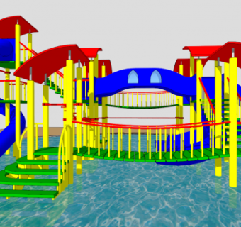 滑梯堡水上乐园SU模型下载_sketchup草图大师SKP模型