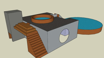 简易滑梯泳池SU模型下载_sketchup草图大师SKP模型