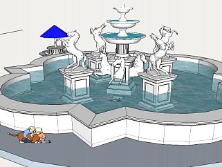 现代喷泉<em>主题公园</em>SU模型下载_sketchup草图大师SKP模型