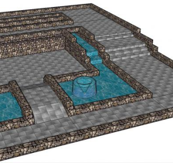 庭院喷泉设备SU模型下载_sketchup草图大师SKP模型