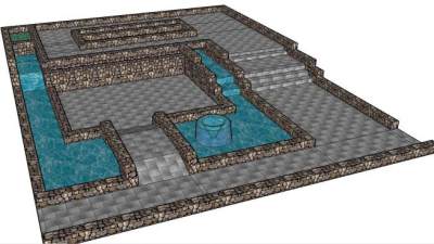 庭院喷泉设备SU模型下载_sketchup草图大师SKP模型