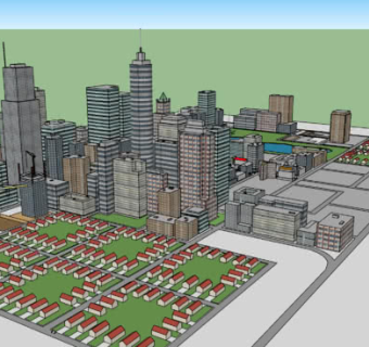 城市大厦别墅SU模型下载_sketchup草图大师SKP模型