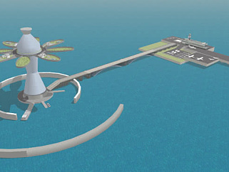 <em>海洋</em>城和飞机场SU模型下载_sketchup草图大师SKP模型