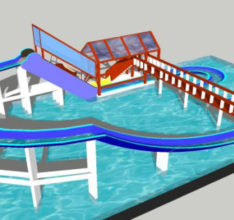 水滑道游乐园SU模型下载_sketchup草图大师SKP模型