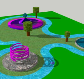 水上乐园滑梯SU模型下载_sketchup草图大师SKP模型