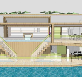 度假酒店的泳池SU模型下载_sketchup草图大师SKP模型