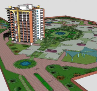 花园小区的娱乐广场的游乐设备SU模型下载_sketchup草图大师SKP模型