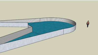 铝制围栏泳池SU模型下载_sketchup草图大师SKP模型