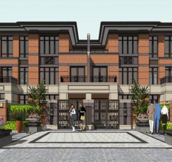 中信泰富新古典联排别墅SU模型下载_sketchup草图大师SKP模型