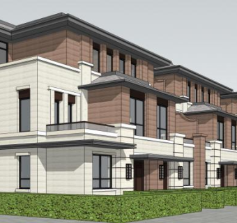 建筑联排别墅住宅SU模型下载_sketchup草图大师SKP模型