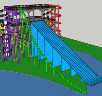 滑水道塔水上乐园SU模型下载_sketchup草图大师SKP模型