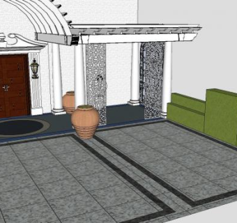 欧式花园联排别墅花园SU模型下载_sketchup草图大师SKP模型